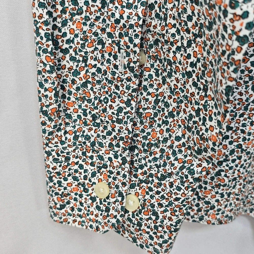 Banana Republic Shirt Men Size XL Floral Non Iron Cotton Slim Fit Casual 17-17.5